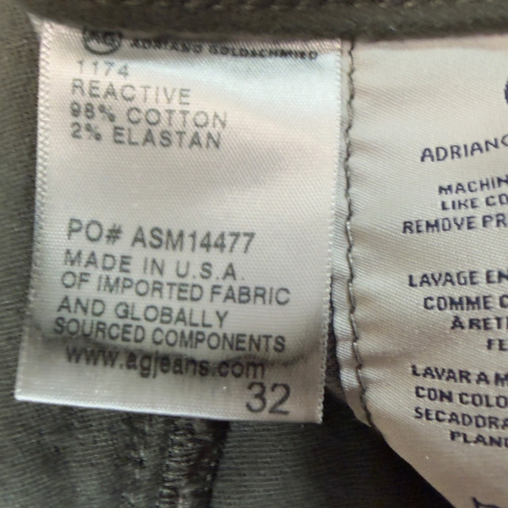 AG Adriano Goldschmied The Graduate Tailored Leg Slim Jeans Cypress Green Men 32 - Picture 10 of 11